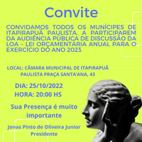 Convite para Audiência Pública de Discussão da LOA para 2023