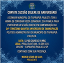 CONVITE SESSÃO SOLENE DE ANIVERSÁRIO