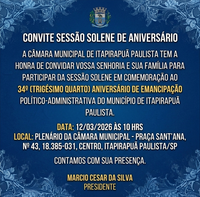 CONVITE SESSÃO SOLENE DE ANIVERSÁRIO
